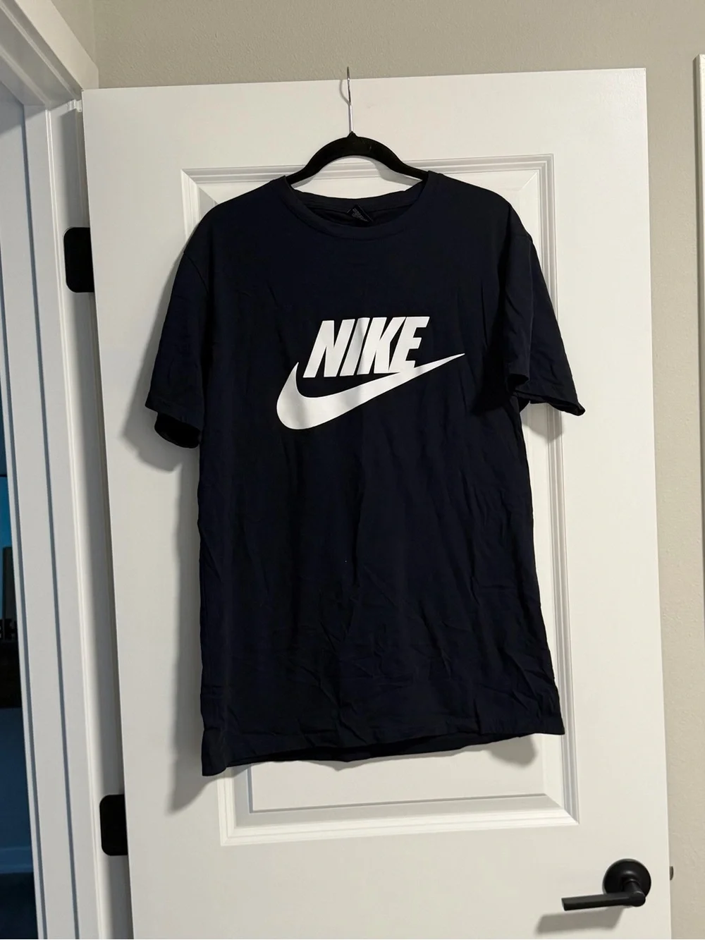 Vintage Nike Black Short Sleeve Tee with White Swoosh Logo XL
